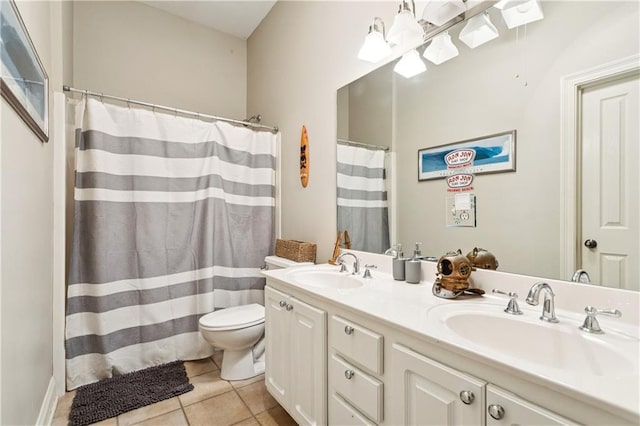 24 Minter Dr, Mandeville, LA 70471 - full bath with double vanity, tile patterned floors, and curtained shower
