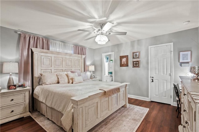 4412 Clearlake Dr, Metairie, LA 70006 - bedroom with dark wood finished floors and a ceiling fan