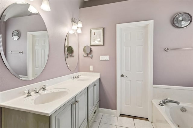101 Tammy Dr, Slidell, LA 70458 - full bathroom featuring tile patterned flooring, double vanity, and a bath