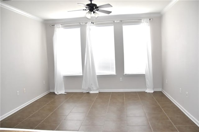 350 Emerald Forrest Blvd Unit 24103, Covington, LA 70433 - tiled spare room featuring crown molding, a ceiling fan, and healthy amount of natural light