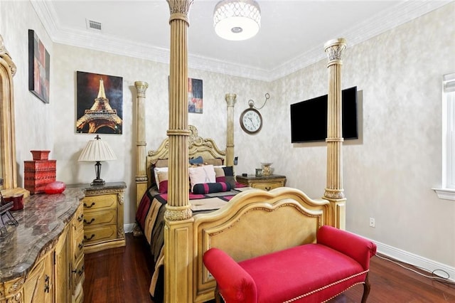299 Sarah Victoria Dr, Belle Chasse, LA 70037 - sitting room featuring hardwood / wood-style flooring, ornate columns, and wallpapered walls