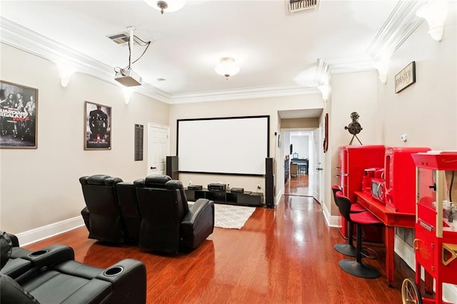 299 Sarah Victoria Dr, Belle Chasse, LA 70037 - cinema room with ornamental molding and wood finished floors