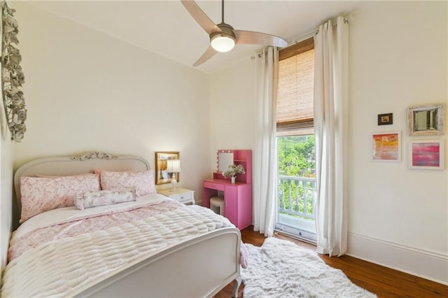 639 Esplanade Ave, New Orleans, LA 70116 - bedroom with wood finished floors and ceiling fan