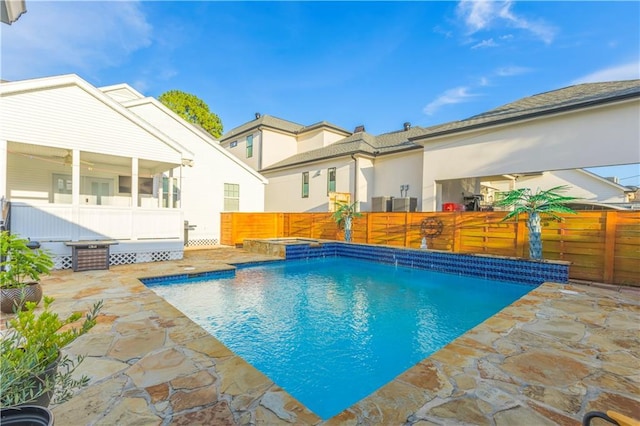 6640 Louisville St, New Orleans, LA 70124 - outdoor pool featuring a fenced backyard, an in-ground hot tub, and a patio