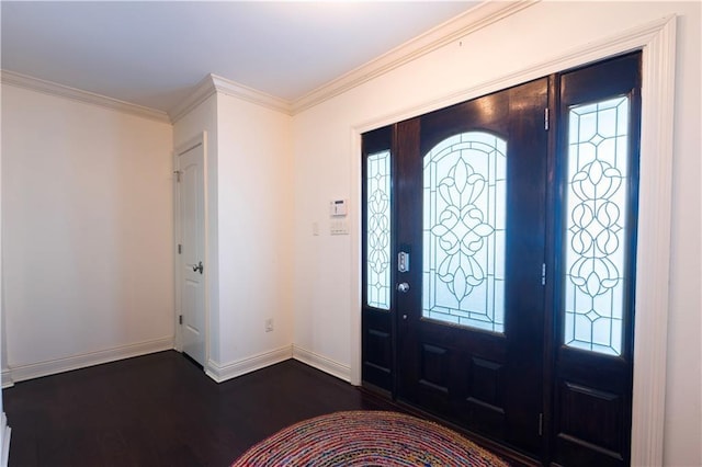 6640 Louisville St, New Orleans, LA 70124 - entrance foyer featuring dark wood finished floors, ornamental molding, and healthy amount of natural light