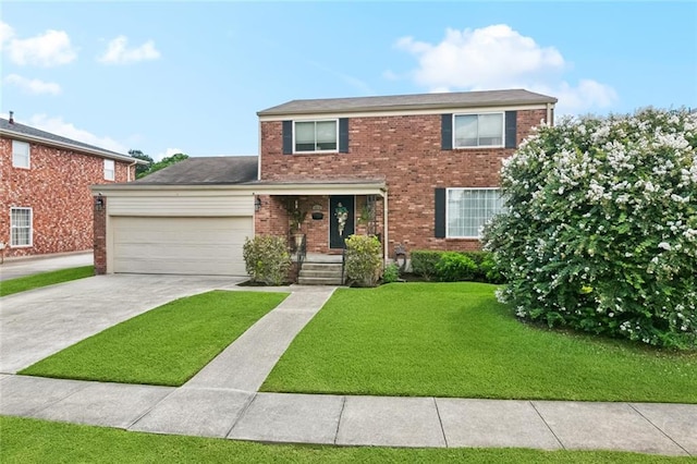 4519 Bancroft Dr, New Orleans, LA 70122 - view of front of house with driveway, a front lawn, brick siding, and a garage