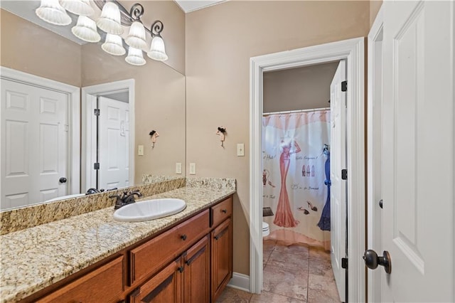 1521 Rue De Fontaine, Covington, LA 70433 - bathroom with vanity, a shower with curtain, and tile patterned floors
