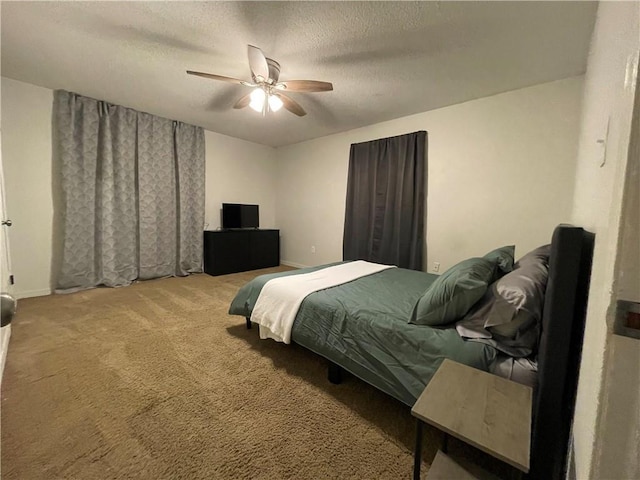 51 Brandon Hall Dr, Destrehan, LA 70047 - bedroom featuring carpet, a textured ceiling, and a ceiling fan