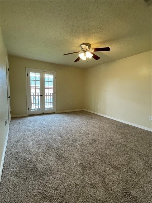 51 Brandon Hall Dr, Destrehan, LA 70047 - carpeted spare room featuring a ceiling fan, french doors, and a textured ceiling