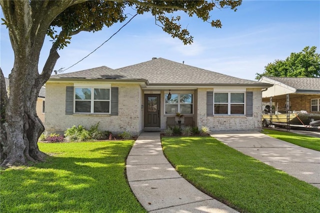 5028 Jasper St, Metairie, LA 70006 - bungalow featuring a front yard, brick siding, and a shingled roof