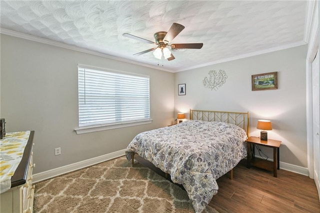 5028 Jasper St, Metairie, LA 70006 - bedroom with crown molding, wood finished floors, and ceiling fan