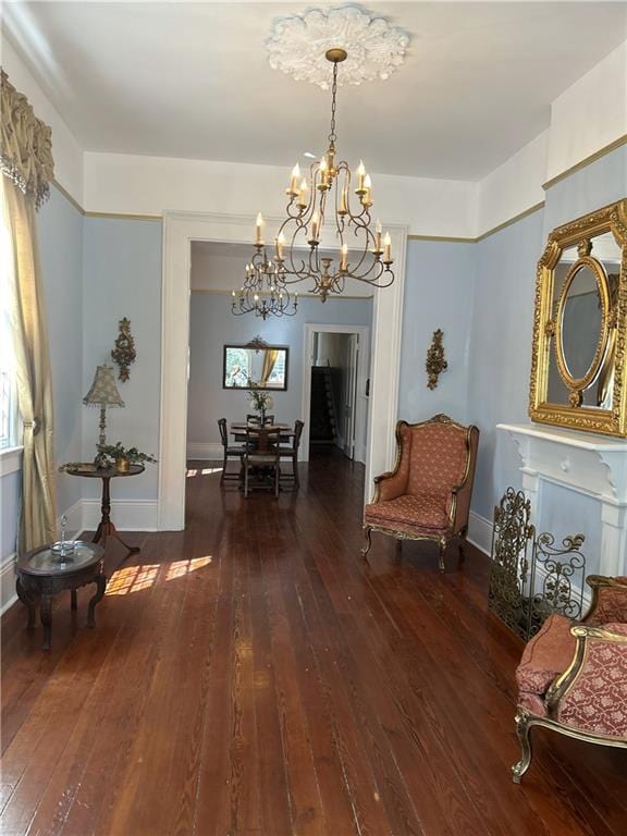 400 Millaudon St, New Orleans, LA 70118 - living area with a chandelier and wood-type flooring