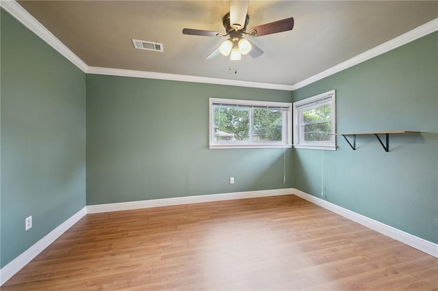 2636 Somerset Dr, New Orleans, LA 70131 - empty room featuring ceiling fan, light wood-style flooring, and crown molding