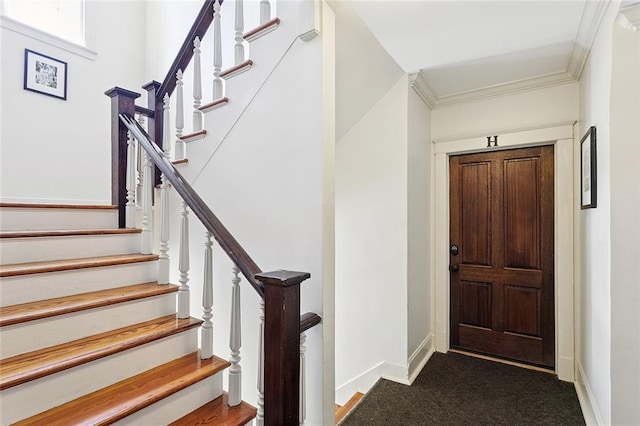1783 Coliseum St Unit H, New Orleans, LA 70130 - carpeted foyer entrance featuring crown molding and stairs
