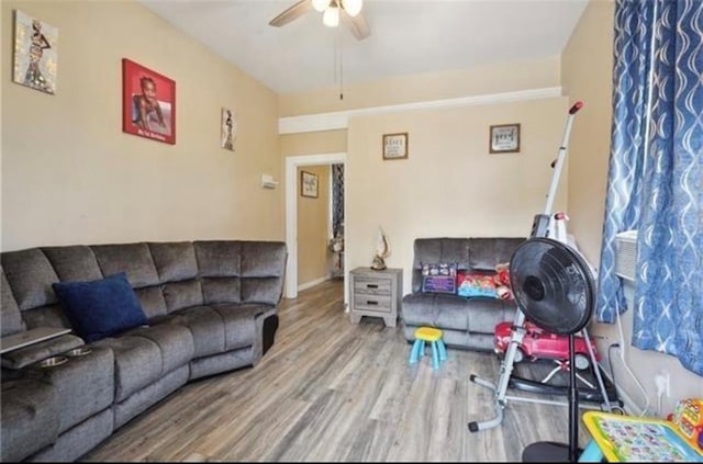 3026 Short St, New Orleans, LA 70125 - living room featuring a ceiling fan and wood finished floors