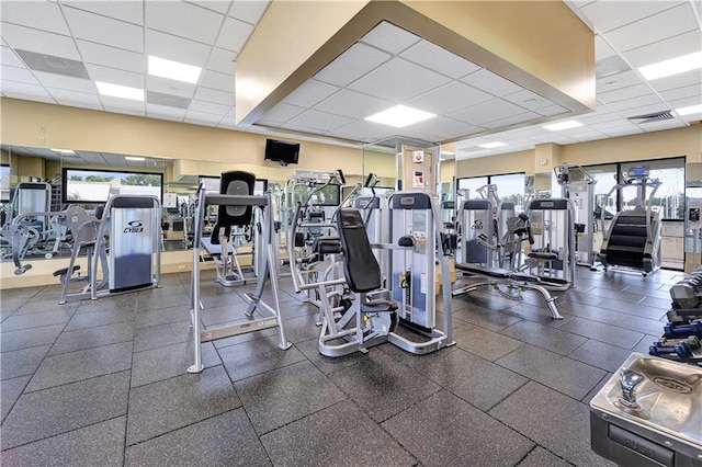 300 Lake Marina Ave Unit 14Dbw, New Orleans, LA 70124 - exercise room featuring a paneled ceiling