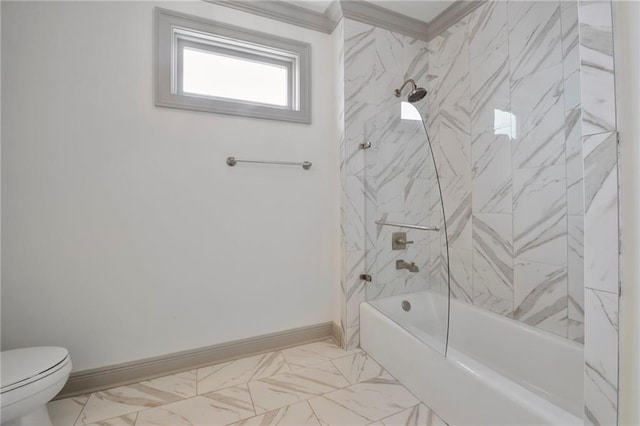 6978 Canal Blvd, New Orleans, LA 70124 - bathroom featuring marble finish floors and washtub / shower combination