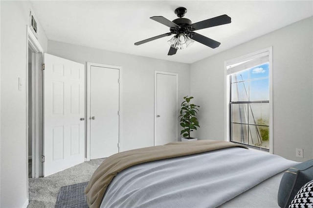 10286 W Winston Ave Unit 15, Baton Rouge, LA 70809 - bedroom with carpet flooring, ceiling fan, and two closets
