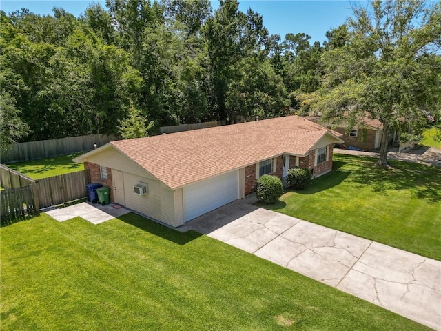 3542 Peachtree St, Slidell, LA 70458 - ranch-style house featuring driveway, an attached garage, brick siding, and a shingled roof