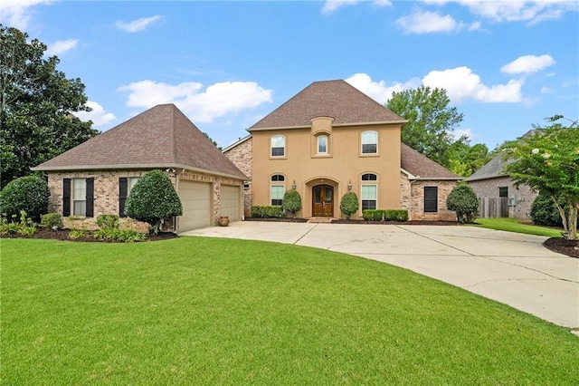 412 Aspen Ln, Covington, LA 70433 - view of front of property with concrete driveway, a front yard, an attached garage, and roof with shingles