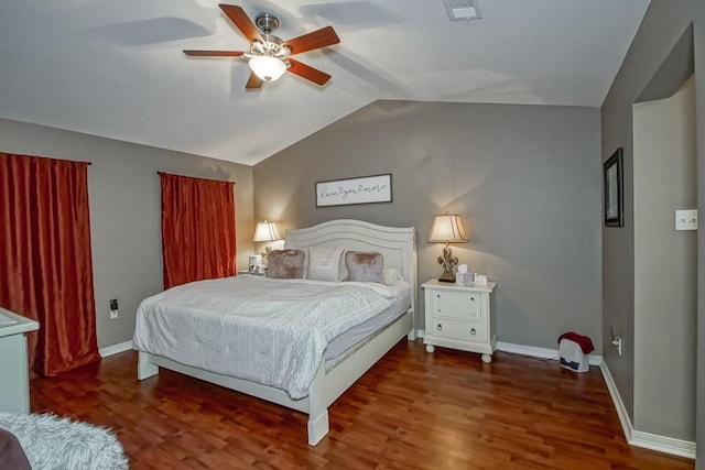 784 Lakeview Ln, Covington, LA 70435 - bedroom featuring wood finished floors, lofted ceiling, and a ceiling fan