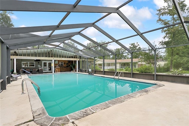 540 N 8th St, Ponchatoula, LA 70454 - outdoor pool with a patio, french doors, and glass enclosure