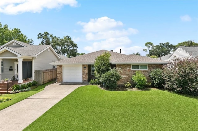 3514 Bore St, Metairie, LA 70001 - ranch-style house with a garage, driveway, brick siding, and roof with shingles