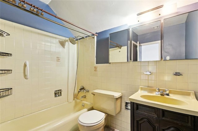 2608 Hyman Pl, New Orleans, LA 70131 - full bath with tile walls, washtub / shower combination, vanity, and tasteful backsplash