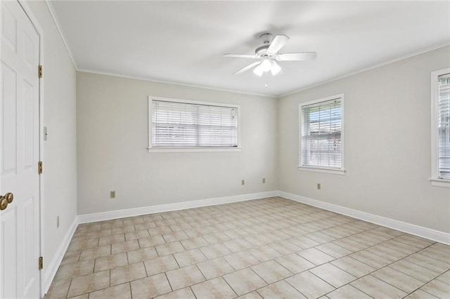 4827 Utica St, Metairie, LA 70006 - spare room with ceiling fan, crown molding, and light tile patterned floors