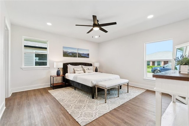 1109 Manson St, Metairie, LA 70001 - bedroom with wood finished floors, recessed lighting, and a ceiling fan