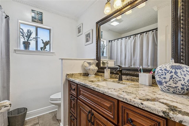 1929 Jean Lafitte Blvd, Lafitte, LA 70067 - full bathroom with vanity, ornamental molding, and tile patterned flooring