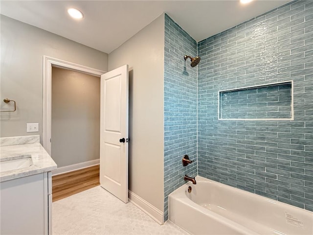 861 W William David Pkwy, Metairie, LA 70005 - full bath featuring  shower combination, vanity, and recessed lighting