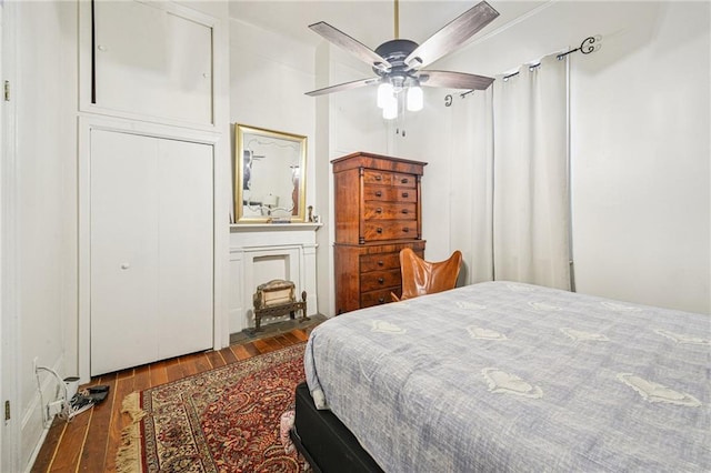 1821 Urquhart St, New Orleans, LA 70116 - bedroom featuring hardwood / wood-style floors, ceiling fan, and a closet