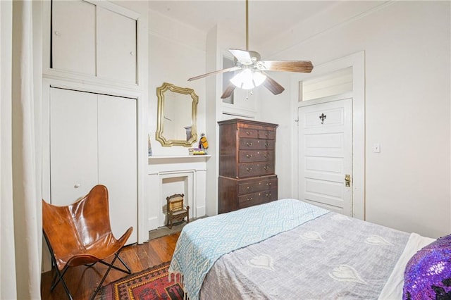 1821 Urquhart St, New Orleans, LA 70116 - bedroom featuring wood finished floors, a closet, and ceiling fan