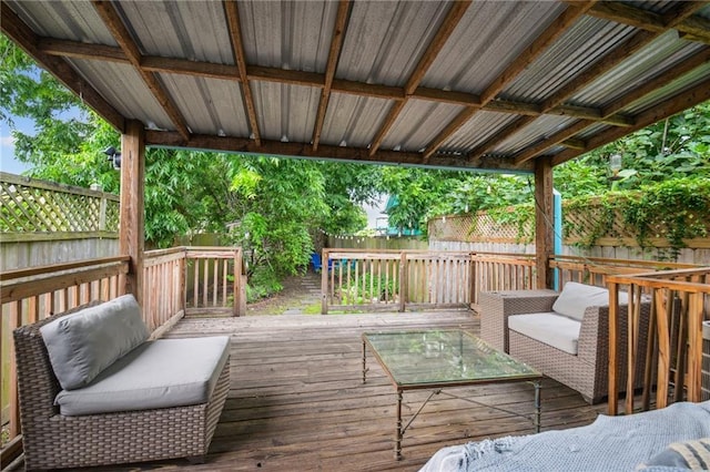 1821 Urquhart St, New Orleans, LA 70116 - wooden terrace with a fenced backyard