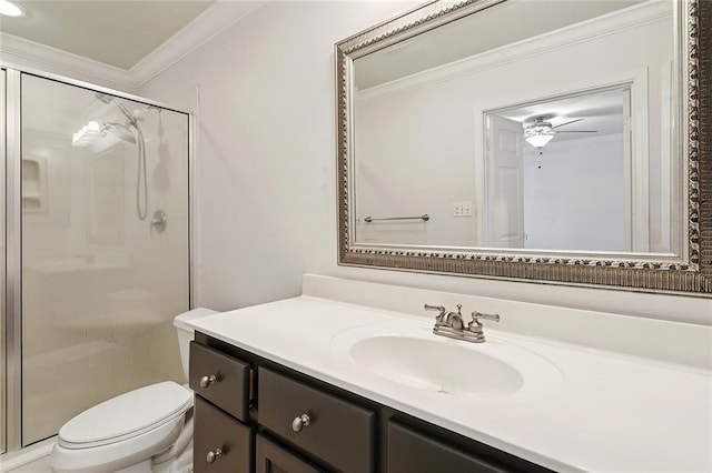 124 N Dr, Covington, LA 70433 - bathroom featuring vanity, a stall shower, and ornamental molding