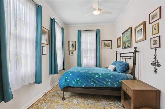 827 Port St, New Orleans, LA 70117 - bedroom featuring crown molding and ceiling fan