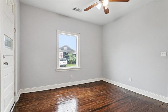 4528-30 Baudin St, New Orleans, LA 70119 - spare room with ceiling fan and dark wood finished floors