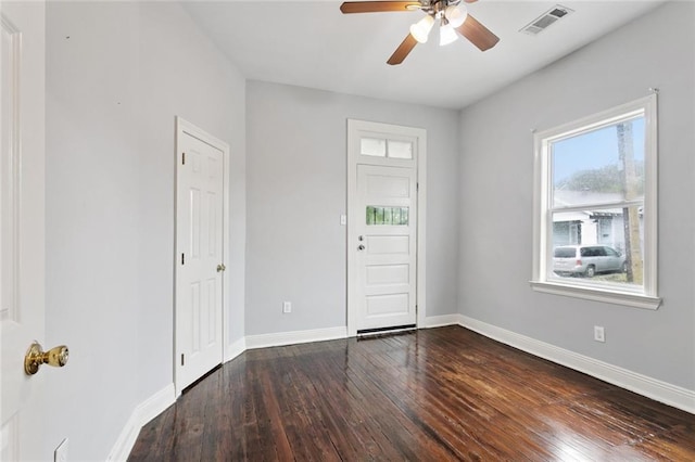 4528-30 Baudin St, New Orleans, LA 70119 - entrance foyer with dark wood-style flooring and a ceiling fan