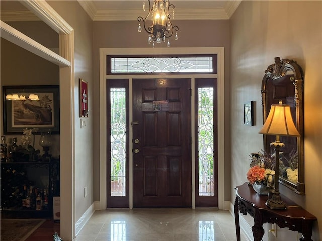 725 Marlene Dr, Gretna, LA 70056 - foyer entrance featuring a chandelier and ornamental molding