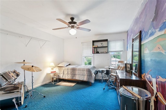 872 Bellemeade Blvd, Gretna, LA 70056 - carpeted bedroom with baseboards and a ceiling fan