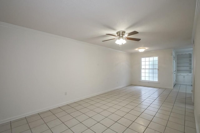 3320 Taft Park Unit C, Metairie, LA 70002 - empty room with a ceiling fan, light tile patterned flooring, and crown molding