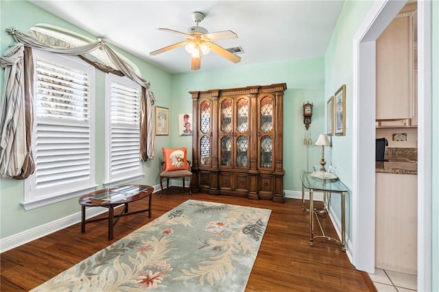 3913 Lake Providence Dr, Harvey, LA 70058 - sitting room featuring ceiling fan and wood finished floors