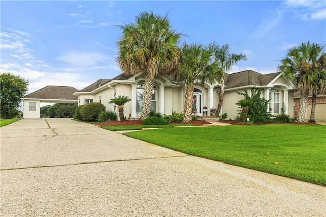 3913 Lake Providence Dr, Harvey, LA 70058 - ranch-style home with concrete driveway, a front lawn, and brick siding