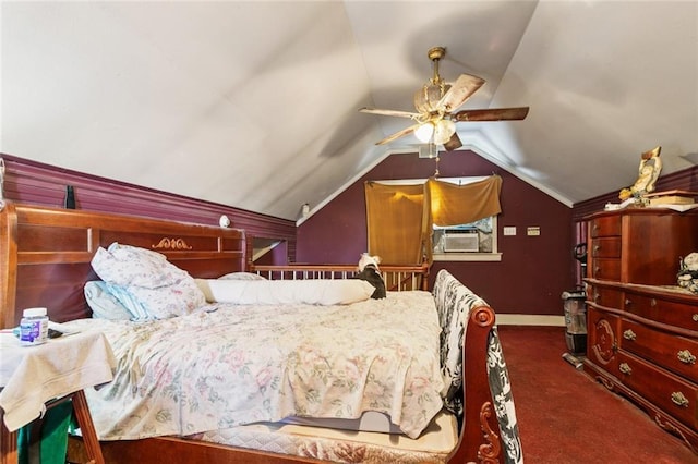 834 Madison St, Gretna, LA 70053 - bedroom with carpet flooring, lofted ceiling, and ceiling fan