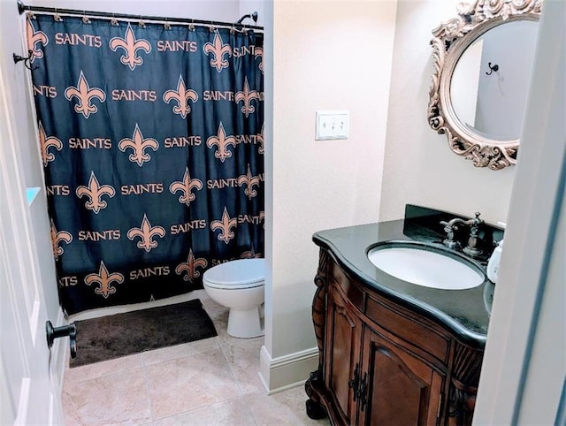 11 Mark Smith Dr, Mandeville, LA 70471 - bathroom with vanity, a shower with shower curtain, and tile patterned flooring