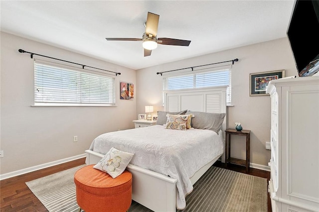 1109 Andrews Ave, Metairie, LA 70005 - bedroom with multiple windows, dark wood-type flooring, and a ceiling fan