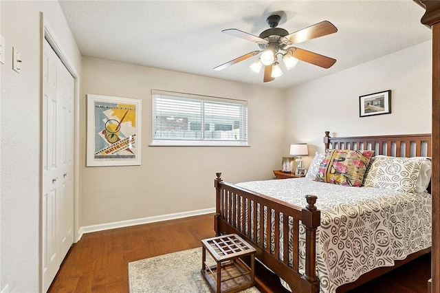 1109 Andrews Ave, Metairie, LA 70005 - bedroom with wood finished floors, a closet, and a ceiling fan