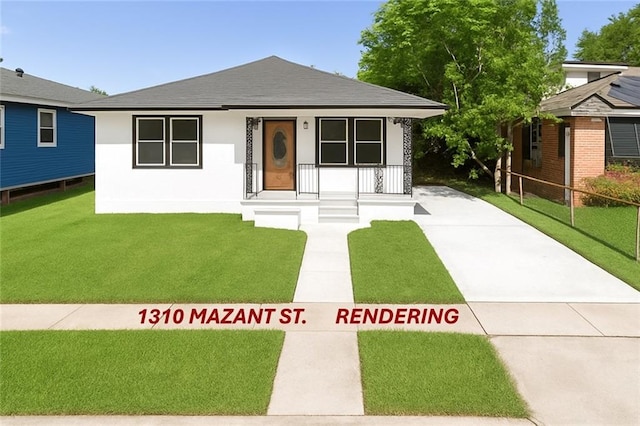 1310 Mazant St, New Orleans, LA 70117 - view of front of property with a porch and a front lawn