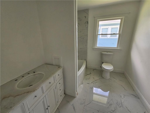 1310 Mazant St, New Orleans, LA 70117 - bathroom featuring marble look tiles and vanity